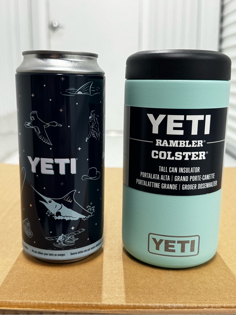 Yeti Rambler Colster Tall Can Insulator - Seafoam Green with Black Lid
